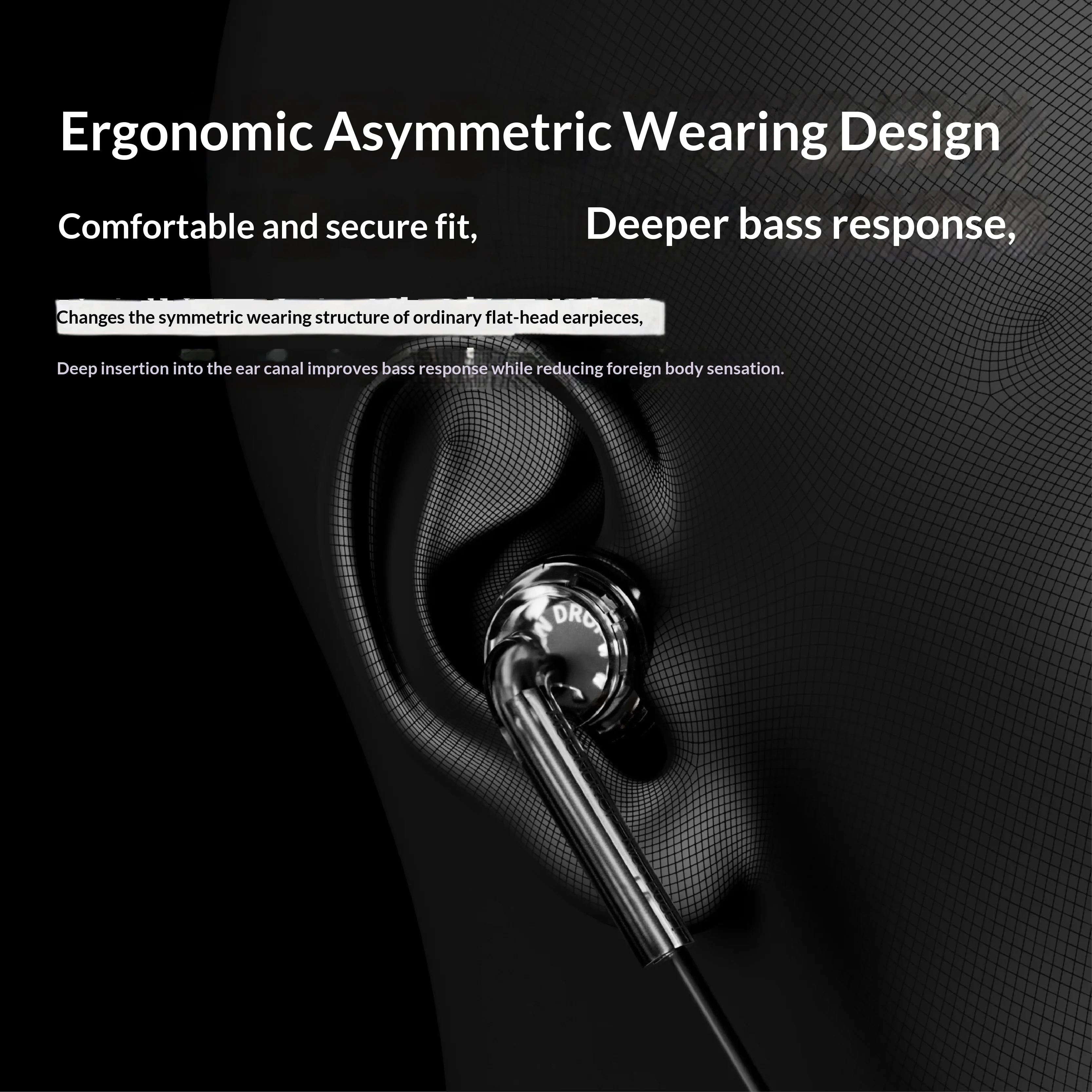 Moondrop Nice Buds Earphone 15.4mm Large Dynamic Driver Flat-Headed Earbuds 3.5mm Stereo Wired Flat Head Earplugs Bass Boost view 2