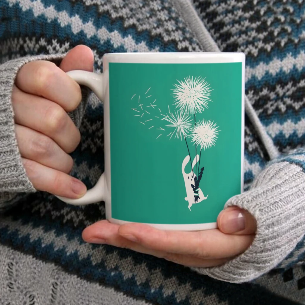 

Rabbit with dandelionCoffee Mug Tea Cup 11oz Coffee Cup Funny Birthday Ceramic Mug Personalized Cup