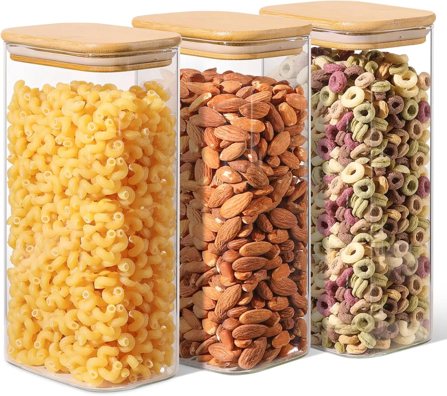 

1.8 Qt Rectangle Glass Storage Containers with Lids, Glass Jars with Bamboo Lids, Clear Food Storage Jar, Sugar Coffee