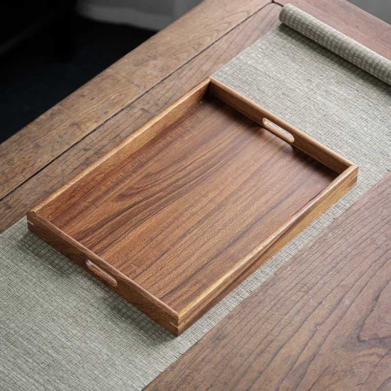 

Walnut rectangular tray Household wooden Solid wood tea cup Commercia