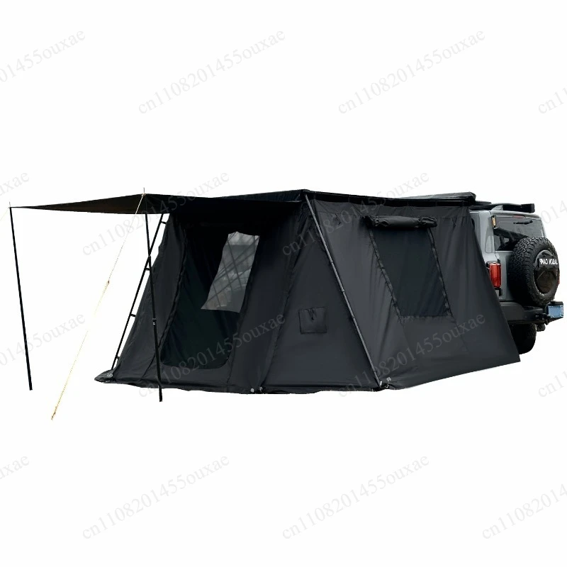 Outdoor vinyl black car side tent expansion hexagonal fortress tent cloth house side tent shade rain and warmth