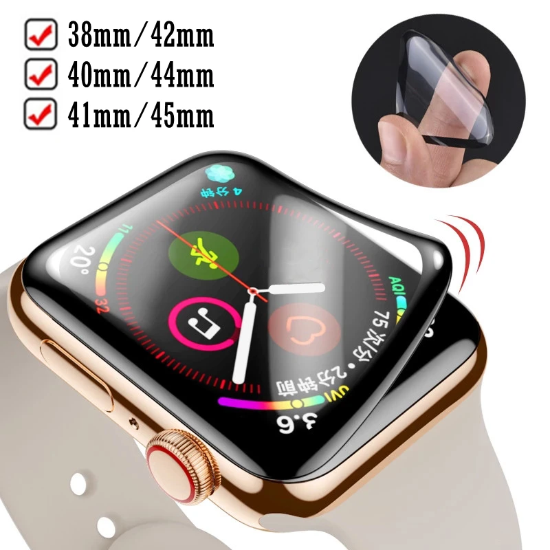 Protector Film for Apple Watch 8 7 6 SE 5 4 3 Soft Glass Screen Protectors 40MM 41MM 42MM 44MM 45MM 38MM on Iwatch Ultra 8 49MM