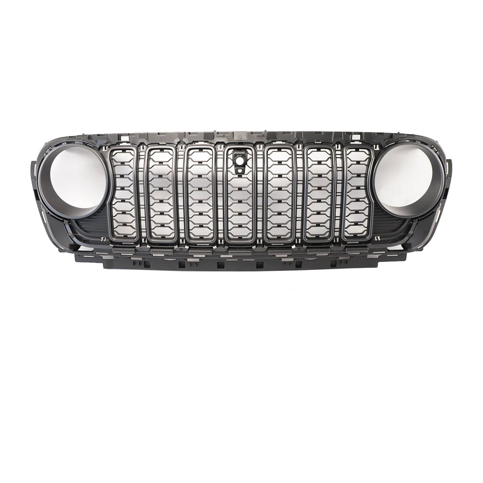 Car Front Bumper Mesh Grille  For Jeep Wrangler JL JT 2018 2019-2024 With Camera Hole Matte Black Silver Exterior Accessories