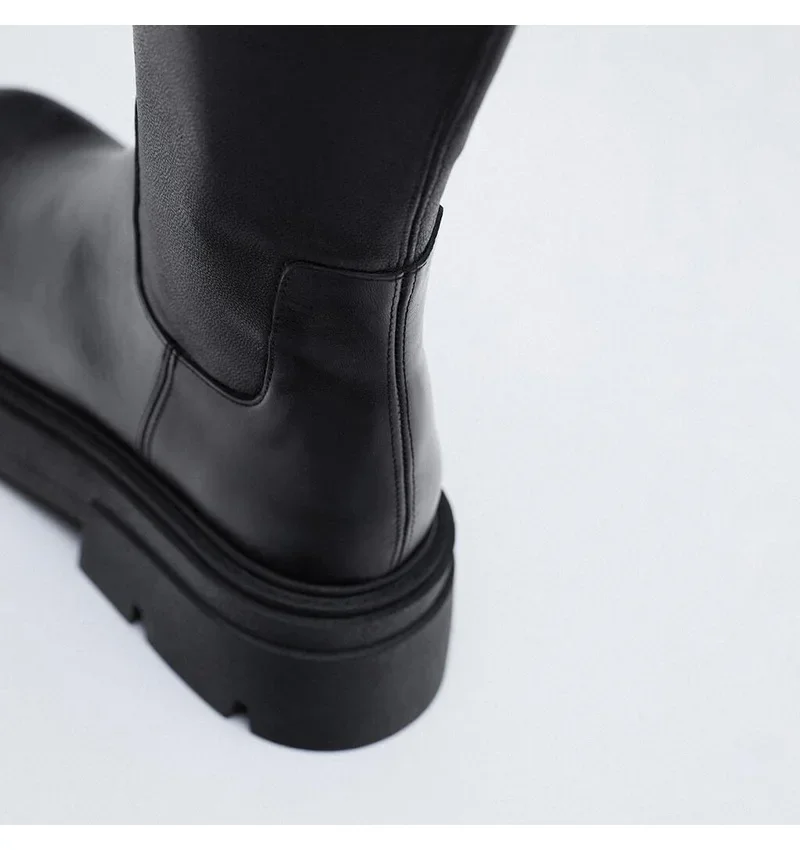 2026 Neue Modemarke Luxus Designer Punk Casual Kalbsleder Damenstiefel mit Reißverschluss Modischer Blockabsatz Hochwertige Freizeitschuhe für Damen – Detail 9