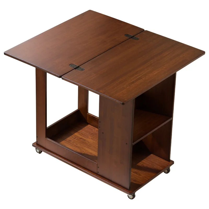 Nordic style solid wood folding movable coffee table side rectangular chess small apartment dining table