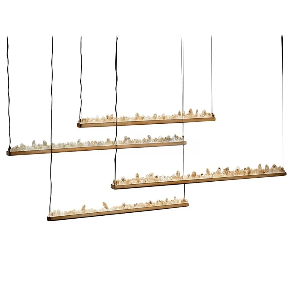 Artistic quartz stone decorative lighting natural crystal stone chandelier hotel living room crystal chandelier