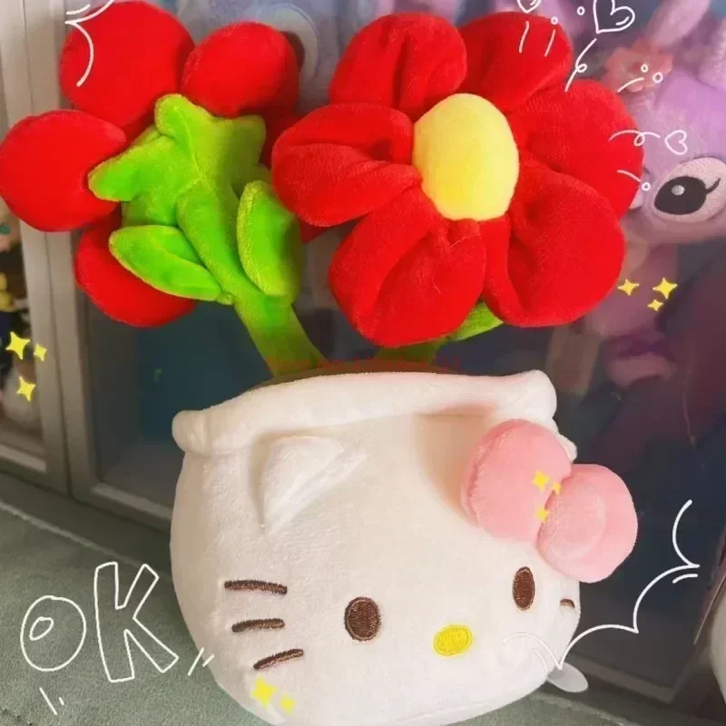 

Sanrio Flower Hello Kitty Plush Potted Plant Doll Pillow Soft Stuffed Purple Red Bouquet Toy Home Decoration Birthday Gifts