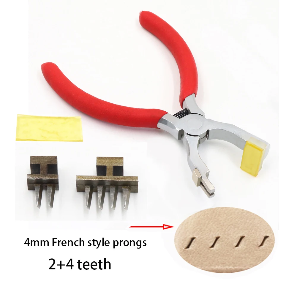 Lederen hobbygereedschappen Perforatortang Stille prikkende ijzeren diamantbeitelsets Franse stikselsbeitel 4 mm / 3,38 mm voor naaigat