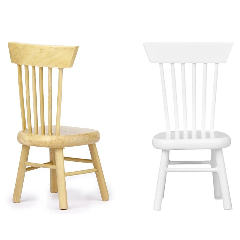1/12 Dollhouse Miniature Dining Furniture Wooden Chair White-ABIU