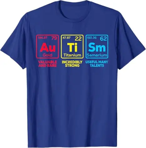 Autism Awareness Women Men Mom Elements Periodic Table T-Shirt Raise Autism Awareness Saying Tee Letters Printed Graphic Outfit