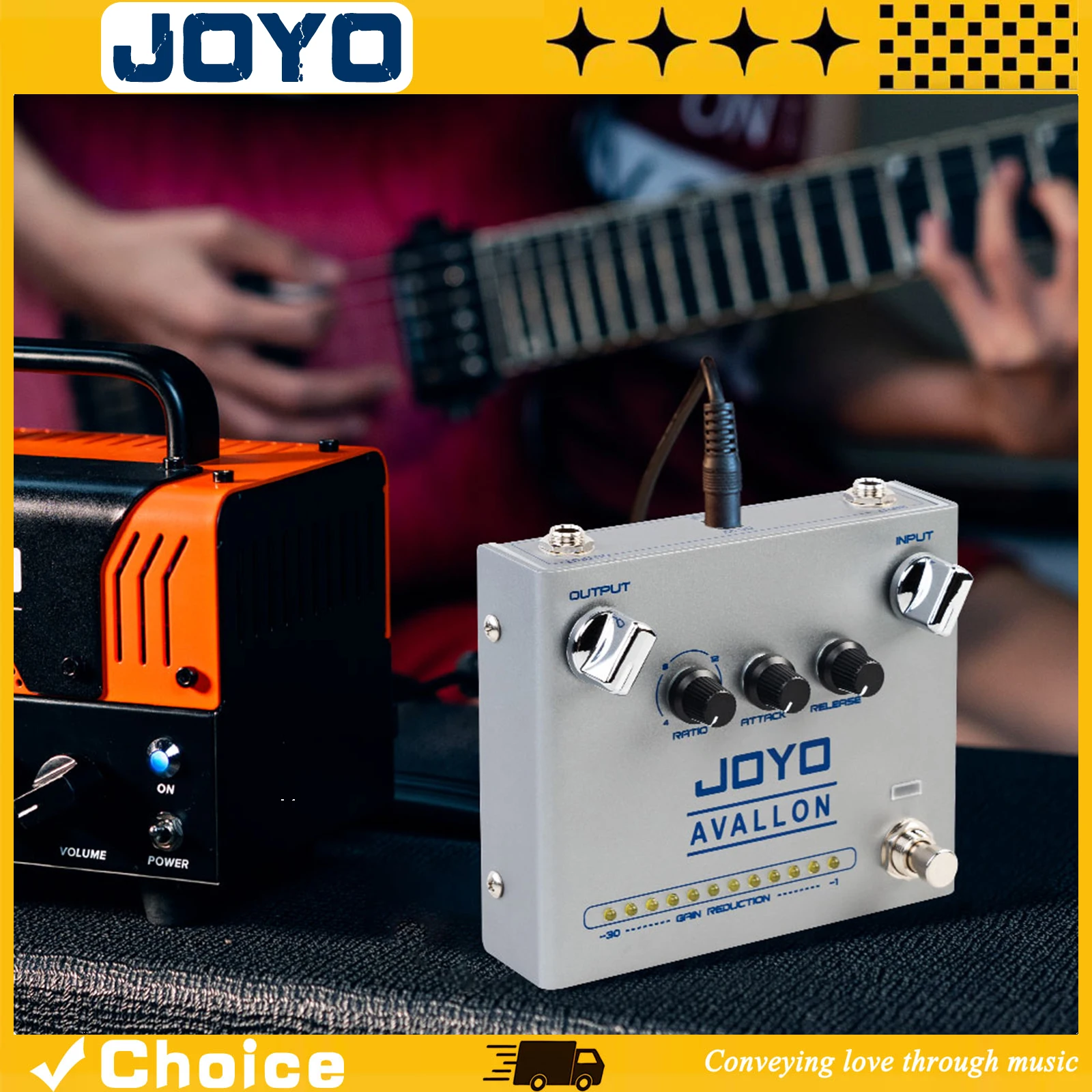 JOYO Guitar Effect Pedal AVALLON Classic Compressor Pedal Independent Signal Control Warm & Rich Tone For Electric Bass