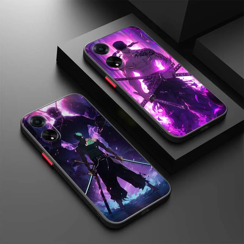 

Luxury One Piece Cool Zoro Phone Case For OPPO Find X3 X5 Lite Pro A98 A94 A93 A78 A79 A76 A58 A57 5G Frosted Translucent