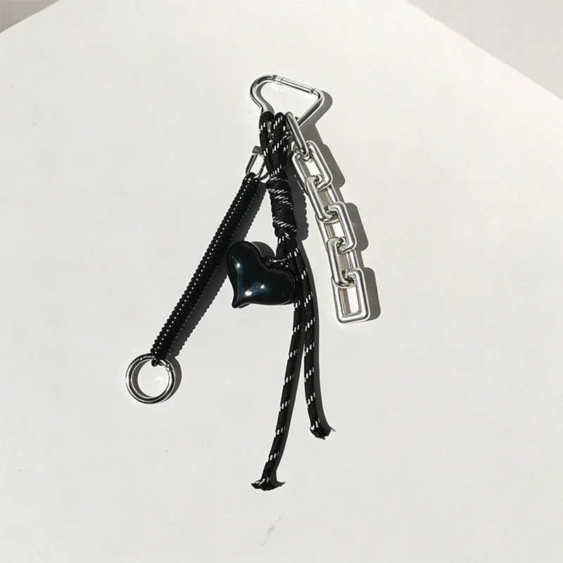 Bag Keyring Braided Keychains Women with Spring Rope Key Chain Red Heart Hanging Decorations Bag Charm Luxury Gift view 5