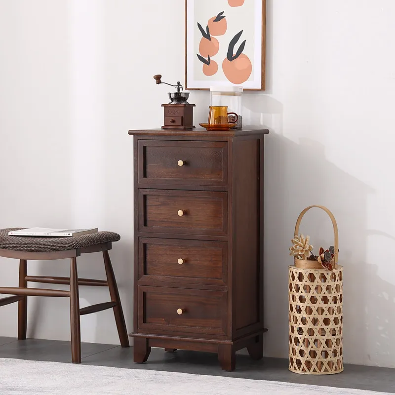 Solid Wood Storage Cabinet, Multi-Drawer Organizer for Bedroom & Living Room, Bedside Nightstand with Creative Home Decor
