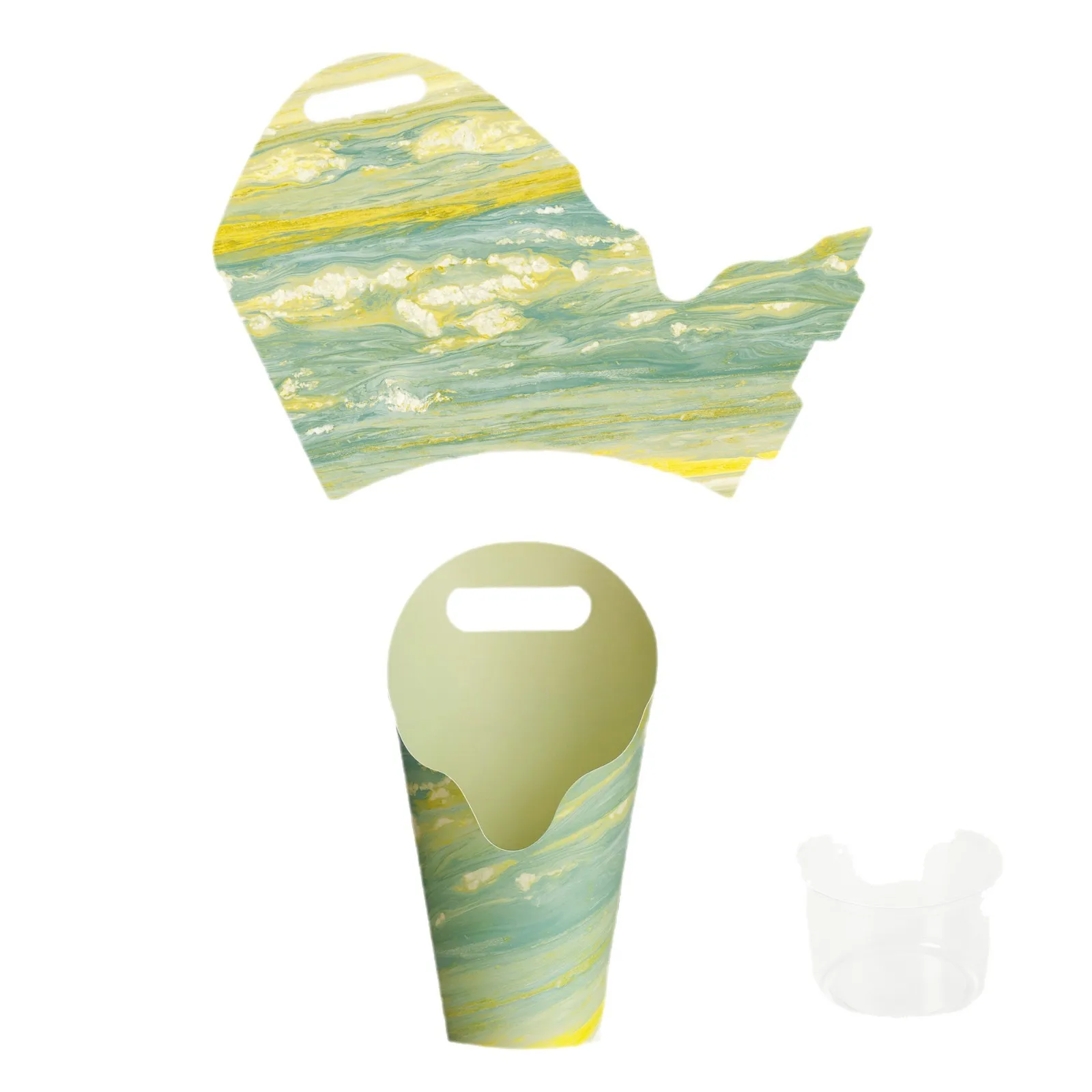 Kraft Paper Handbag Waterproof Gift Box Handbag Flower Packaging Box Colored Waterproof Flower Box For Party Home Wedding