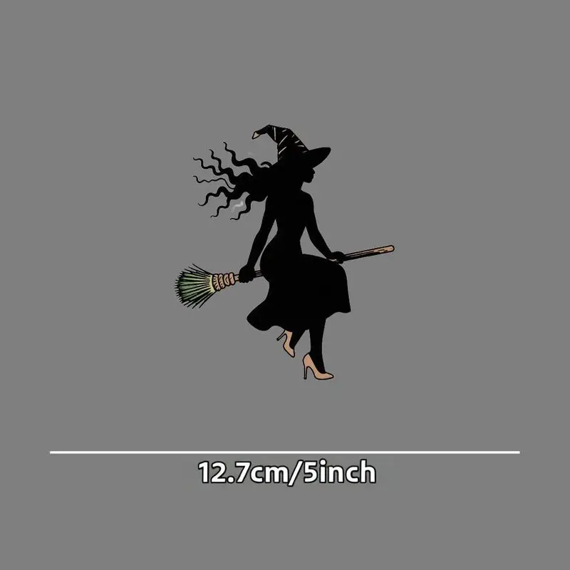 1Pc 2D Flat Witch Broomstick Halloween Silhouette Waterproof Vinyl Sticker for Car Window Smooth Surfaces Decor