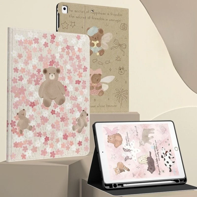 

Pencil Holder Case Funda for Ipad Air 5th Generation Case 7 8 9th 10.2 Funda Cover Ipad Mini6 Pro 11 2nd 3rd 4th Pink Cartoon