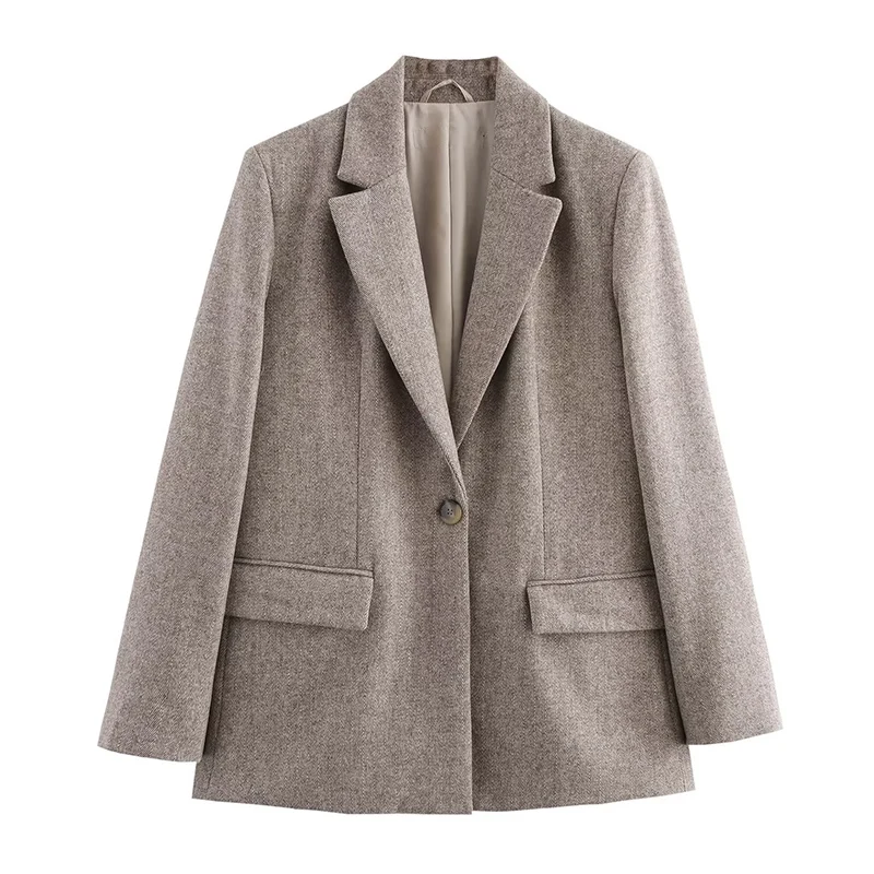 Streetwear Blend Suit Jacket for Woman Fashion Single Button Blazer Women Autumn Winter Korean Elegant Office Lady Blazers Coat - Image 4