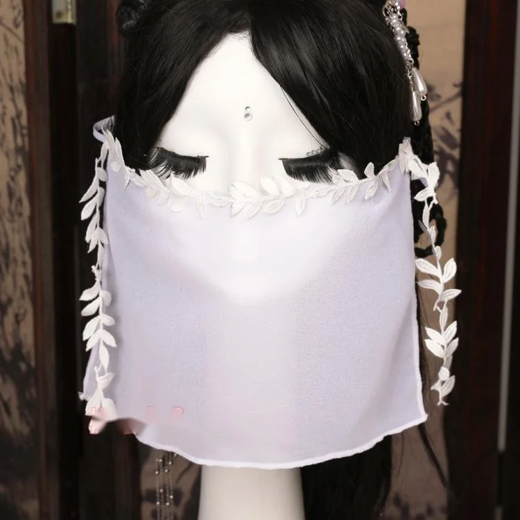 Chinese Clothing Accessories Beautiful Ancient Style Veil To Cover Umbrellas For The Garden Face Mask Cosplay Lace Umbrella Bag