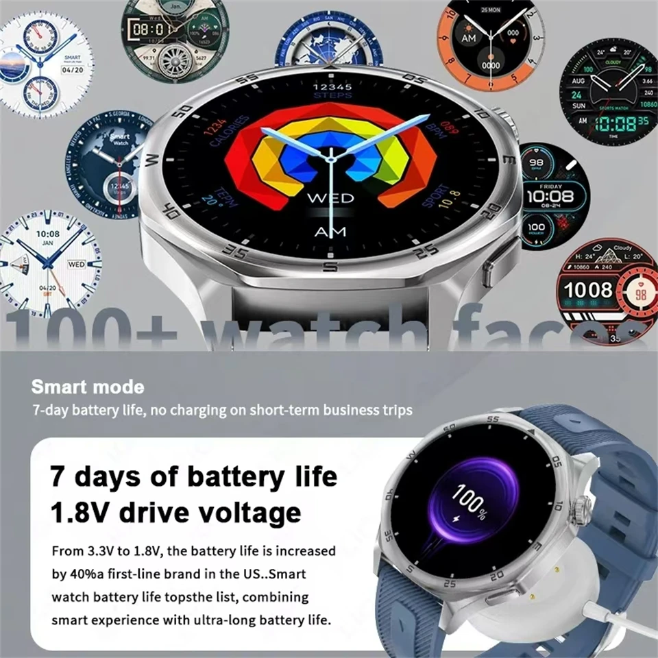 GT5 Pro Smart Watch 1.53 Inch HD AMOLED Screen NFC GPS TrackerBluetooth Call Health Monitoring Watch Men Women Watch NEW 2025