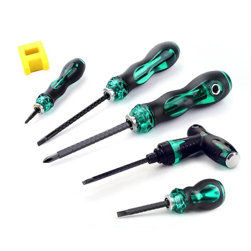 Multifunctional telescopic screwdriver ratcheting a word t-type Phillips change cone three screwdriver repair tool driver