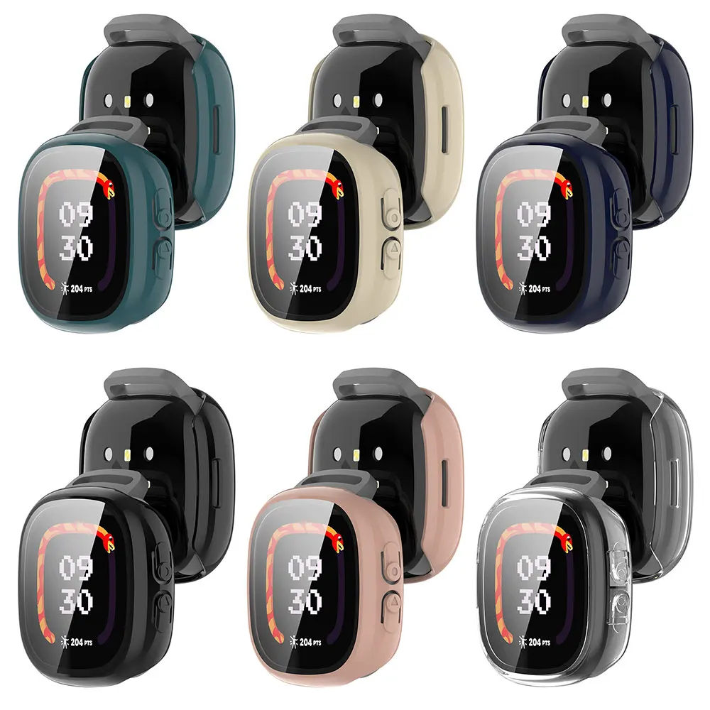 2-in-1 Screen Protector Case +Tempered Glass For Fitbit Ace LTE,PC Cover Case Shockproof Bumper Frame Shell For Fitbit Ace Lte