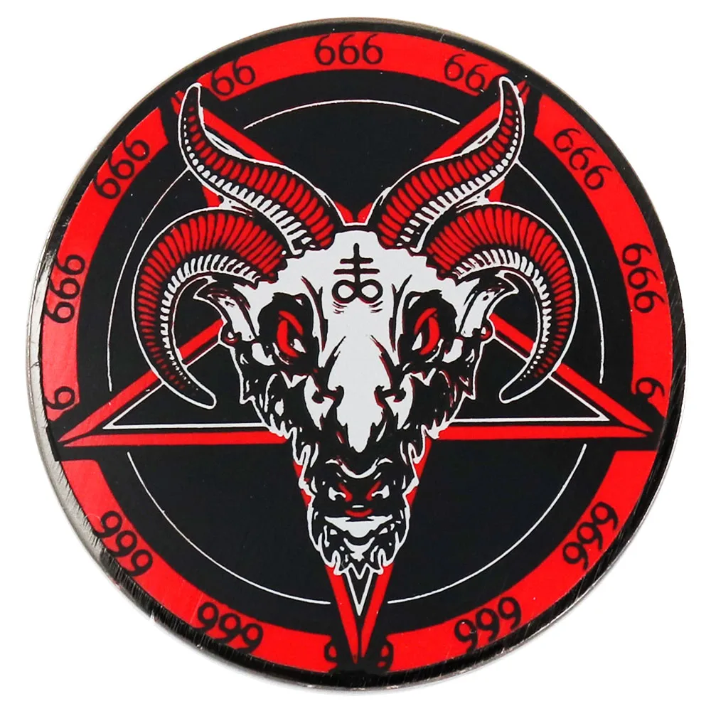 Baphomet Demon 666 Gothic Black goat head symbol HELL Pentagram Satan Gift enamel pin