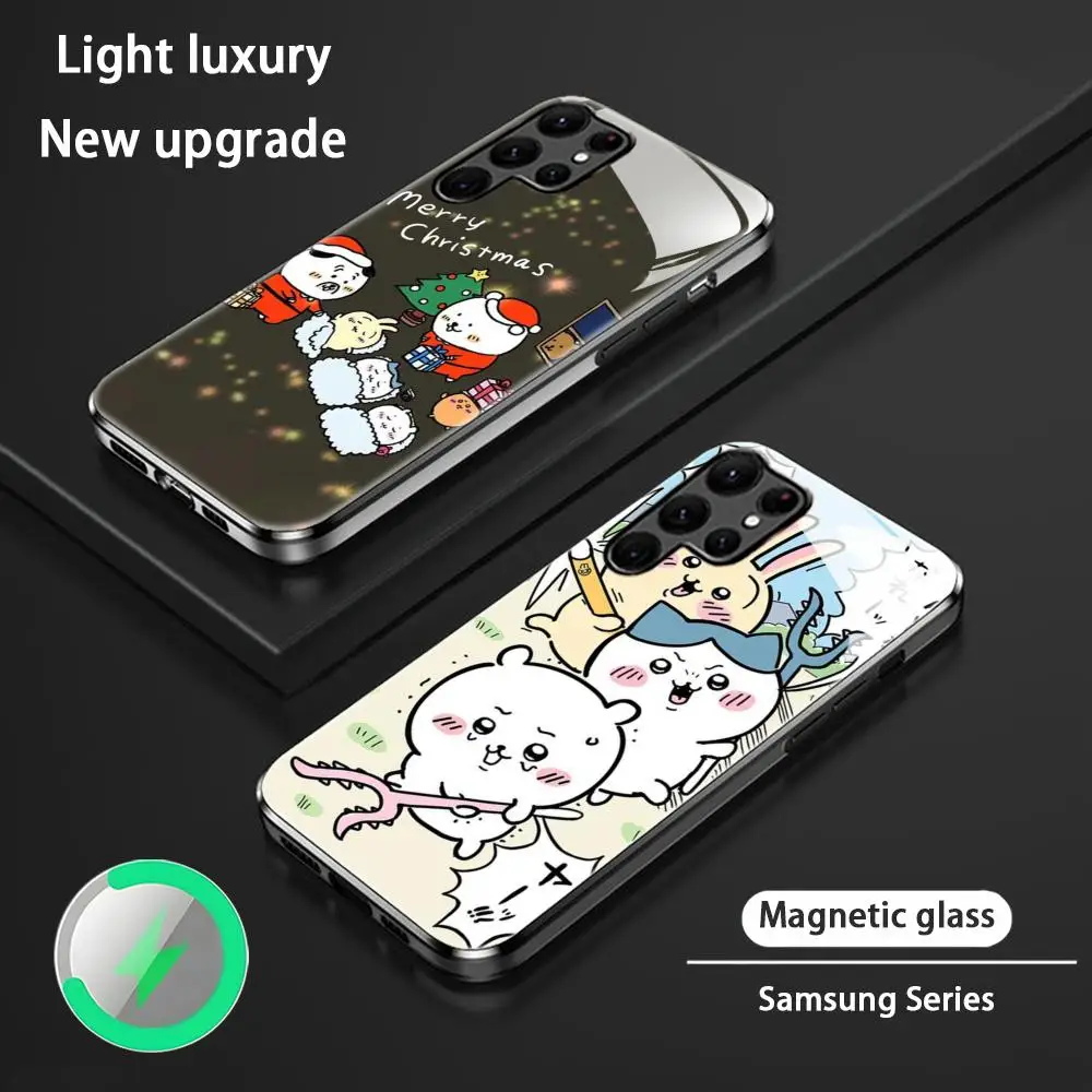 Cartoon Cute C-Chii-kawasS Phone Case For Samsung S24 S23 S22 S21 S20 Plus Ultra Note20 Glass Magnetic Phone Case