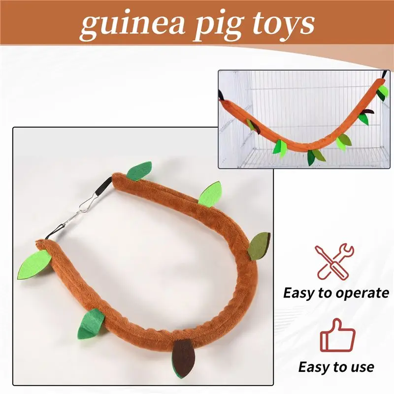 ABSE-5Pcs Hamster Sugar Glider Hanging Cage Accessories Set Leaf Wood Design Small Animal Hammock Channel Ropeway Swing