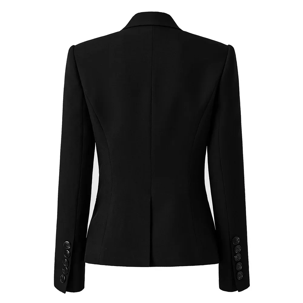 

Solid Slimming Spliced Decoration Fashion Blazer for Women Lapel Long Sves Single Button Pockets Coat Female Clothes