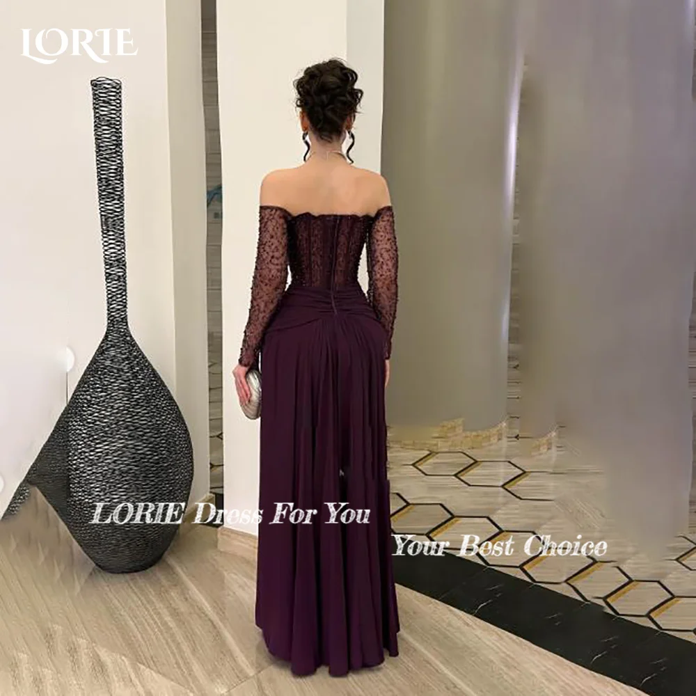 Sukienki wieczorowe LORIE z brokatowymi, błyszczącymi koralikami, luksusowe, z odkrytymi ramionami, dekolt w serduszko, plisowane, seksowne, w kształcie litery A, marszczone, sukienki na studniówkę, suknie dla panny młodej na przyjęcie.