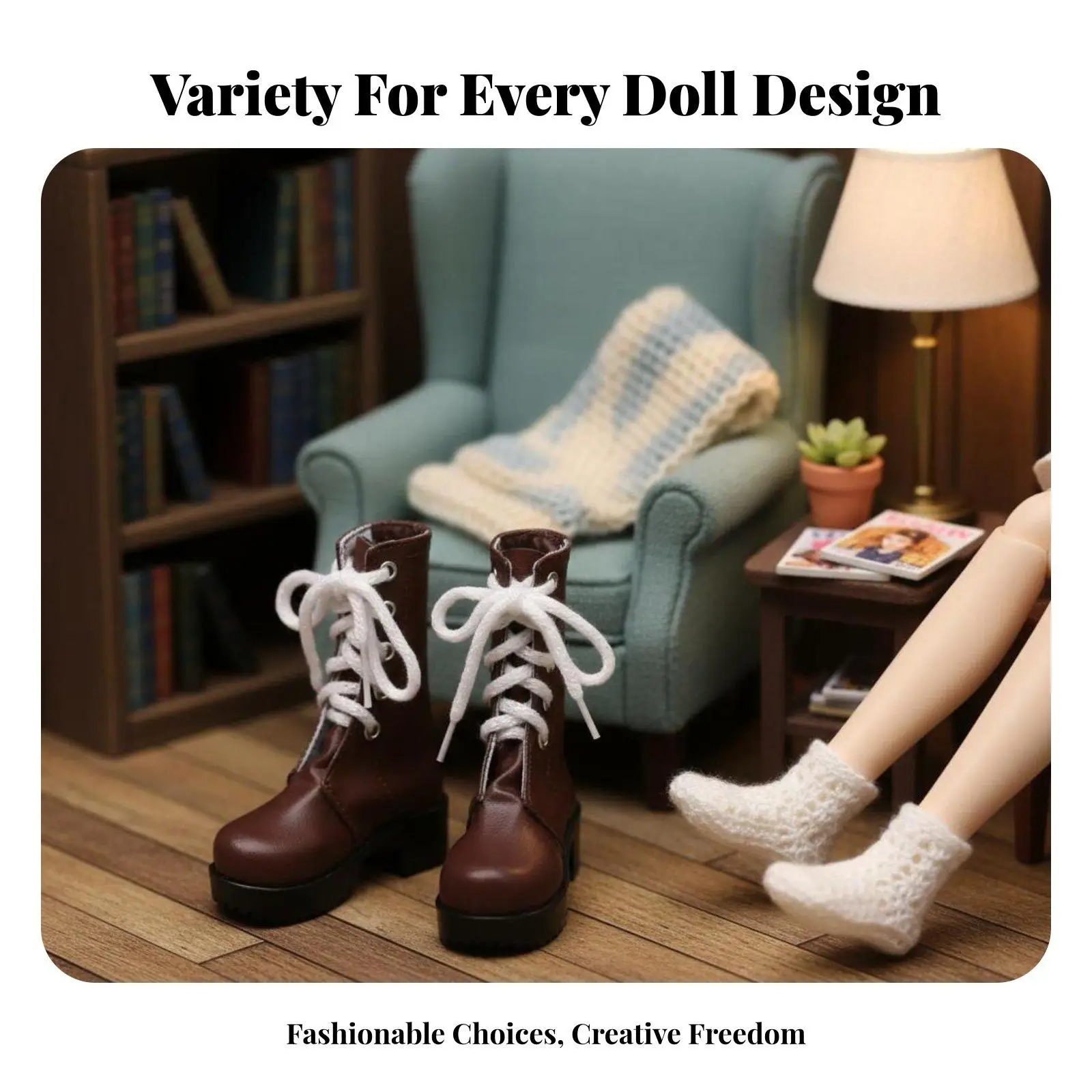 Doll Ankle Boots PU Leather 60cm Doll Shoes Fashionable Design Miniature Utility view 5