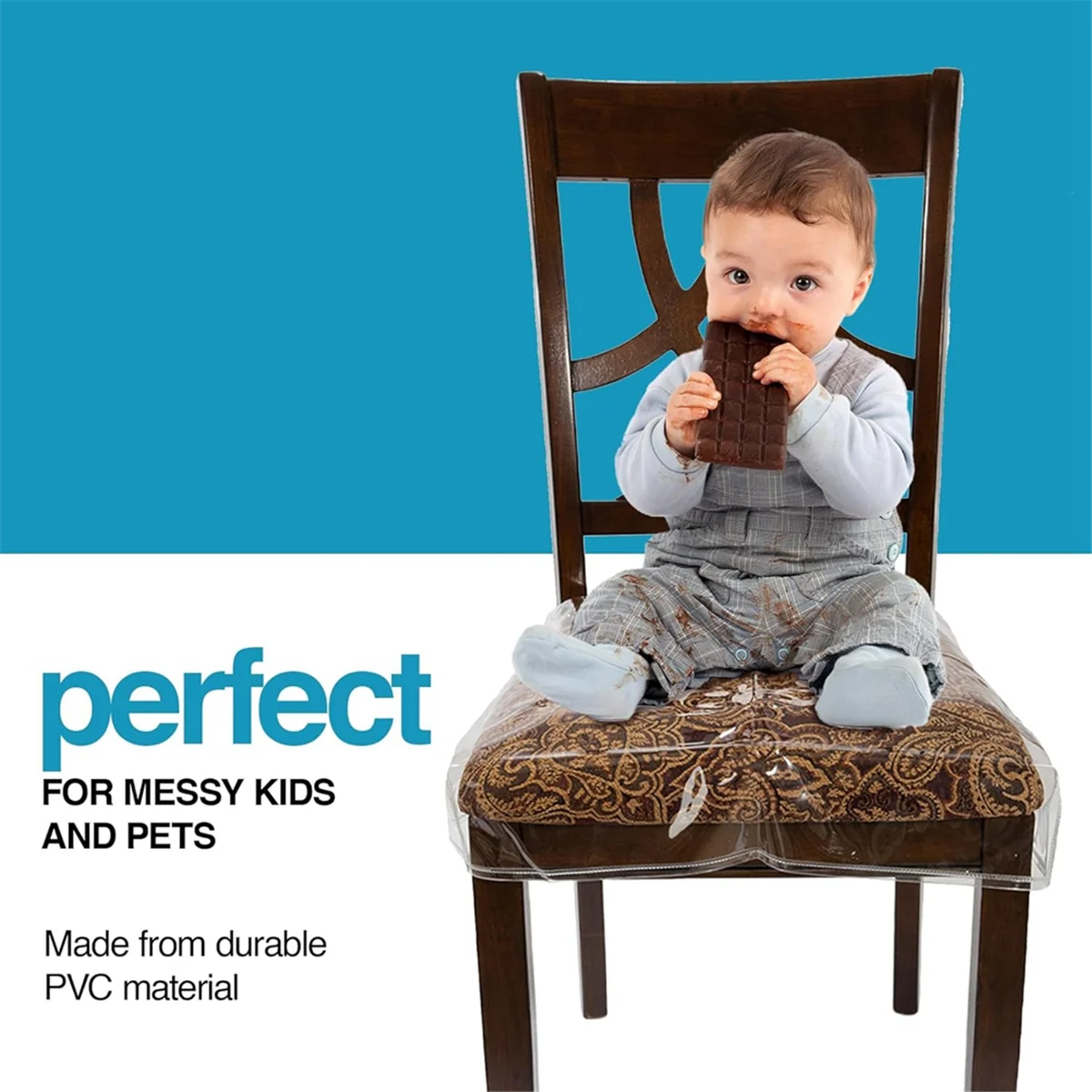 New Plastic Chair Covers, Plastic Seat Covers for Dining Chairs, Chair Protector, Vinyl, Waterproof for Cushion, Cats 4 Pack