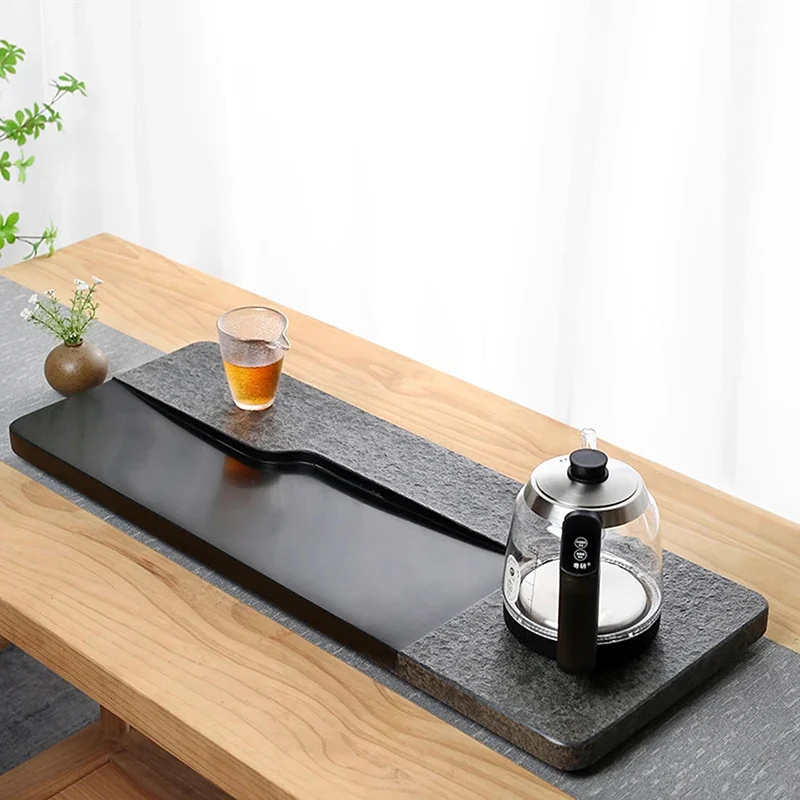 Luxury Decorative Tea Tray Living Room Black Stone Ceremony Office Pot Valet Chinese Tea Tray Kitchen Bandejas Home Products