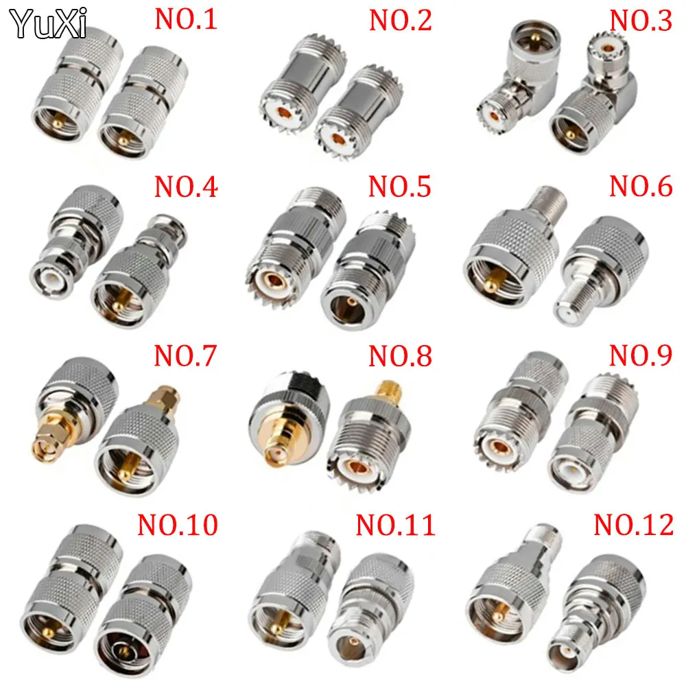 YuXi 1 Piece PL259 SO239 UHF Male Female to PL259 SO239 UHF BNC SMA TNC N F Type Male Female RF Adapter Connector