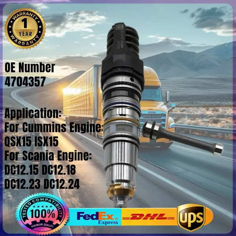 

4704357 Common Rail Fuel Injector for Cummins QSX15 ISX15 ISX Scania HPI DC12.15 DC12.18 DC12.23 DC12.24 Engine