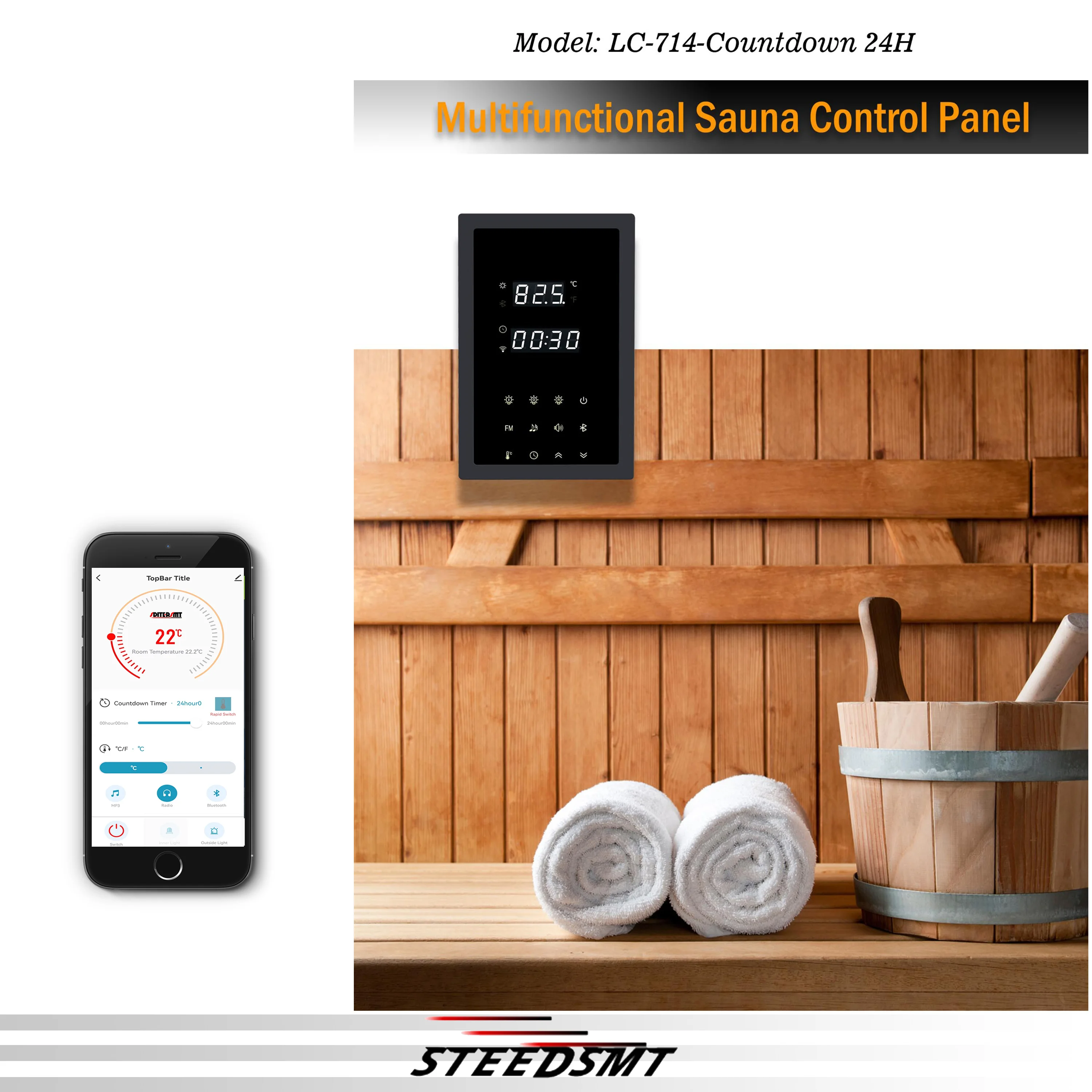 WIFI Sauna Multifunctional Control Panel for High-Power Heating Through AC Contactor 4.5KW/9.0KW/11kW/18KW