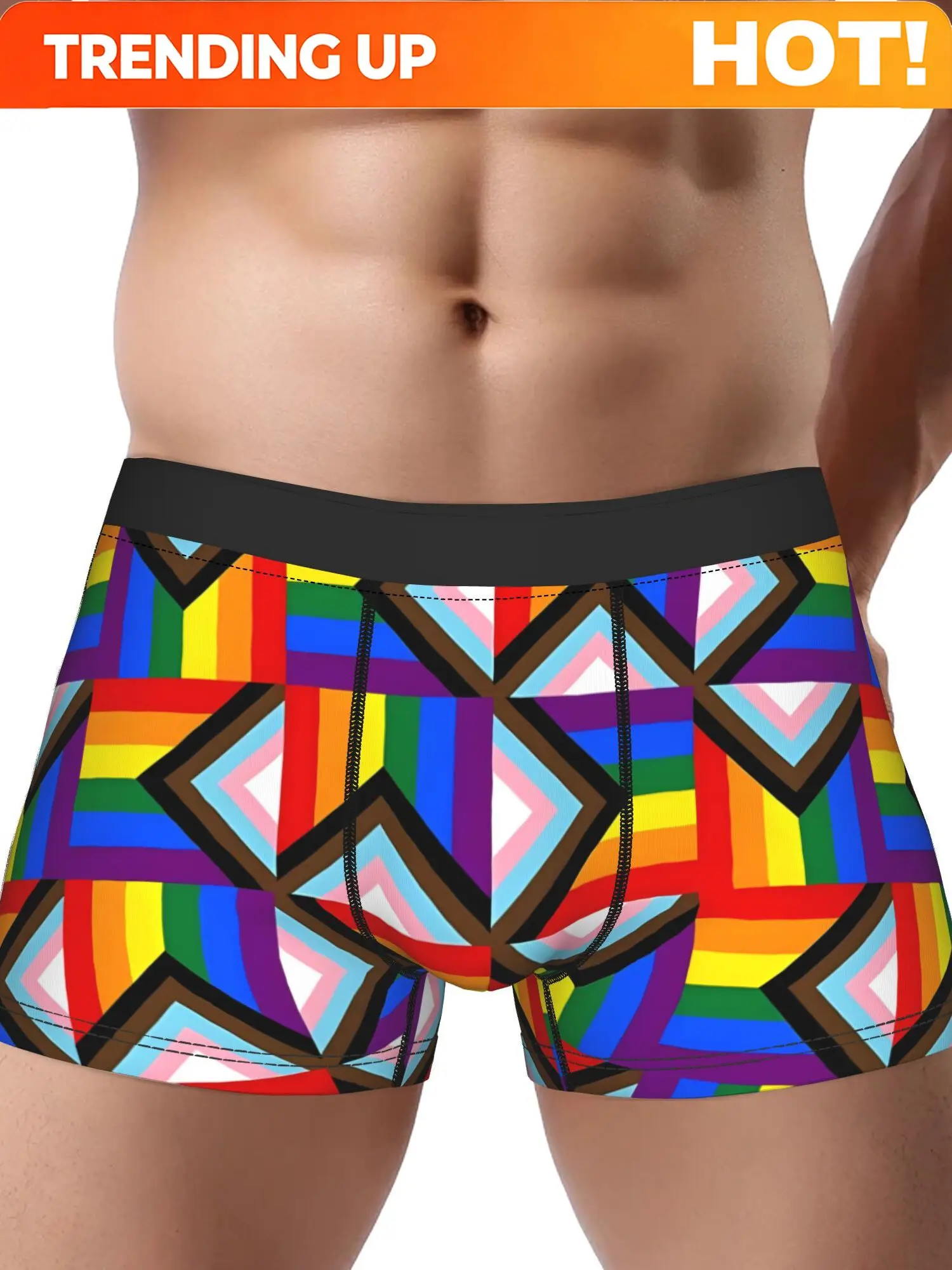 Boxer Briefs for Men Featuring a Rainbow Color Print