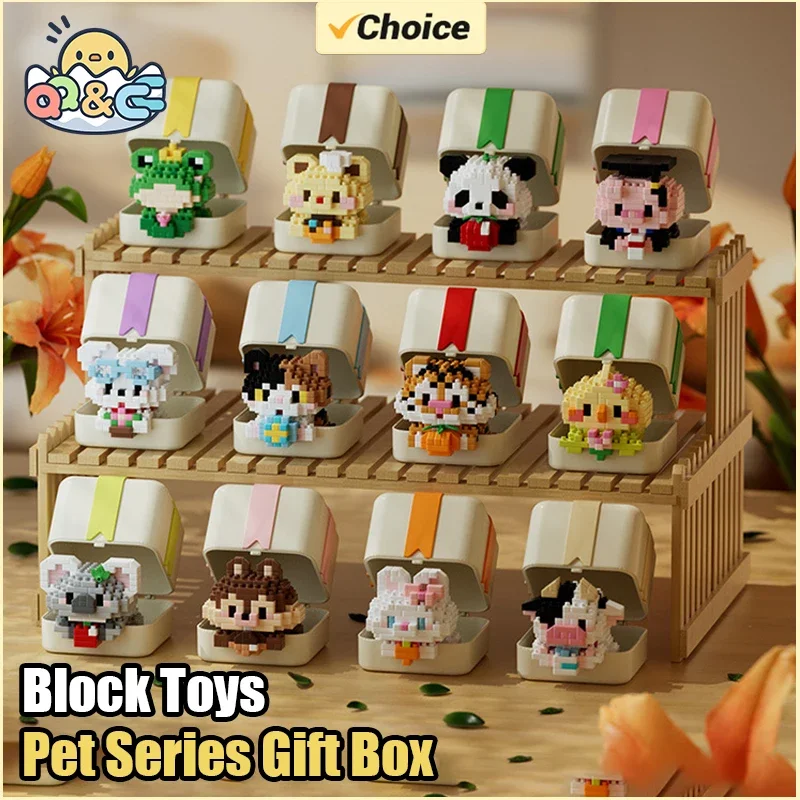

Creative Cartoon Animal Series Storage Box Cat Panda Rabbit Mini Ornament Micro Building Blocks Bricks Toys Kids Christmas Gifts