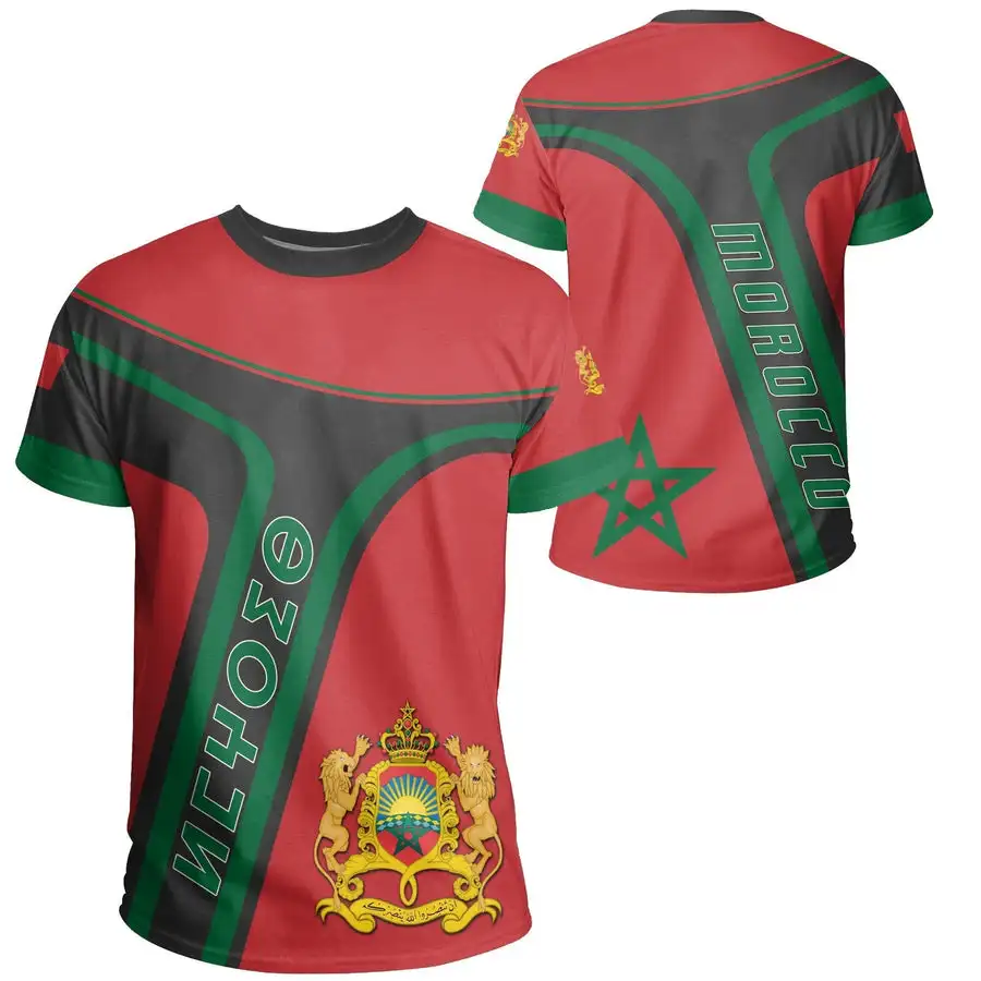 Custom Name Morocco Flag T-shirt Morocco Men's T-shirt Fashion National Team T-shirt Sportswear Tees Country Mar New