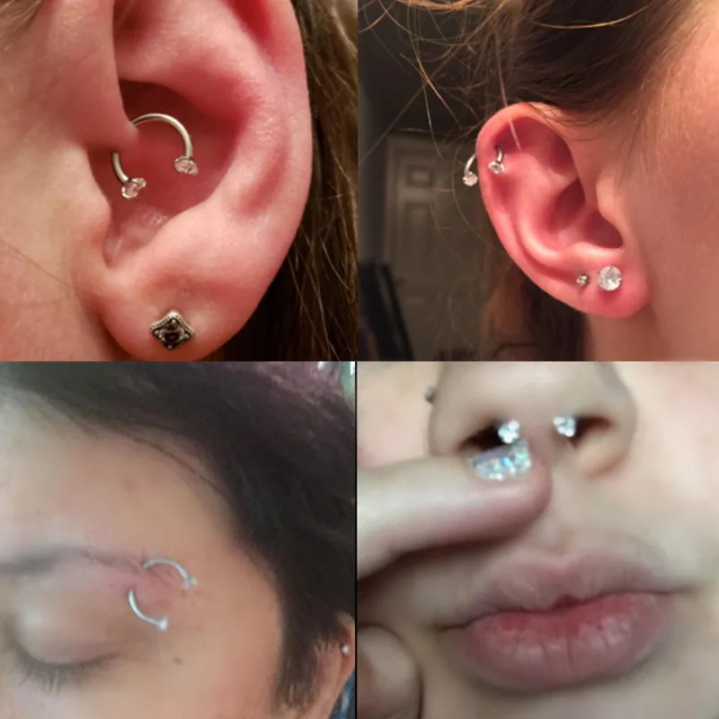 Stainless Steel Cz Horseshoe Piercing Earring Nose Septum Hoops Labret Ring Women Men Helix Tragus Jewelry Daith Earrings Nipple