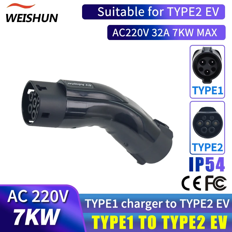 

Type1/J1772 Charger to Type2 Electric Car Adapter Type1 to Type2 EV Adapter Electric Vehicle Charger Connecter for 16A/32A