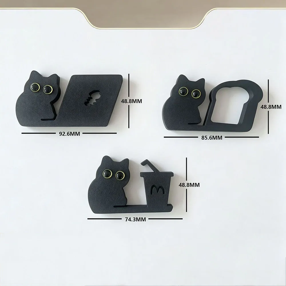 3Pcs Computer Screen Decor Office Worker Black Cat Monitor Edge Ornaments Kitten Coffee Laptop Toast Kawaii Desktop Decoration