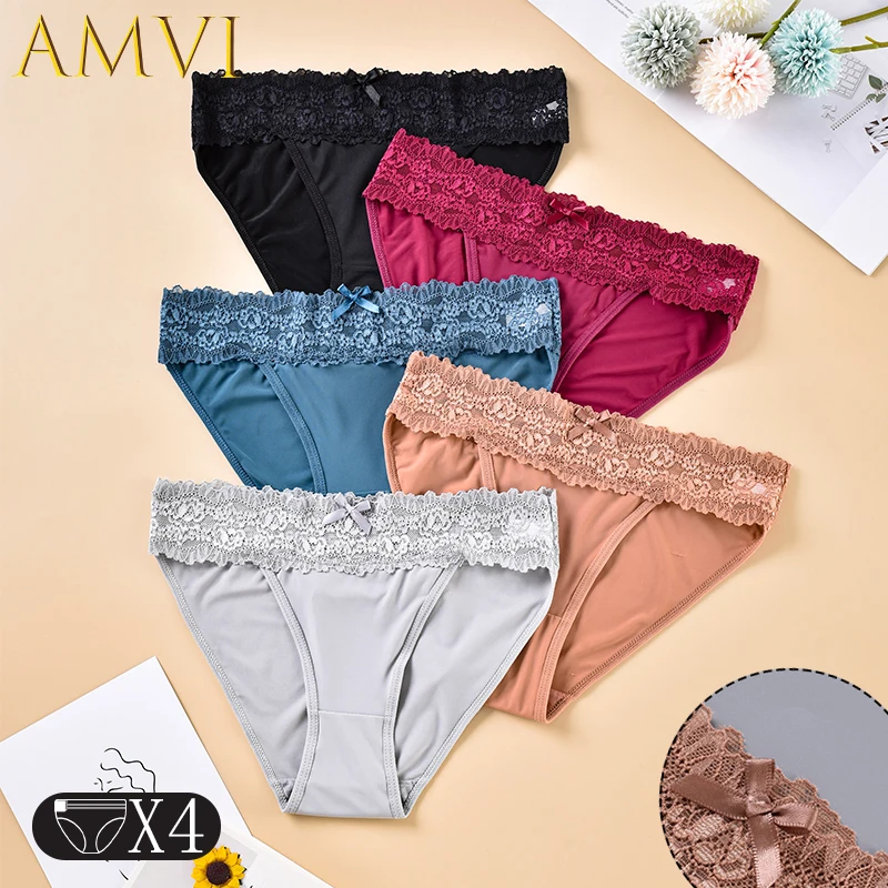 Solid Color Soft Lace Trimmed Women's Panties, Seamless Sexy Women's Panties, Summer Breathable Comfortable Women's Trousers