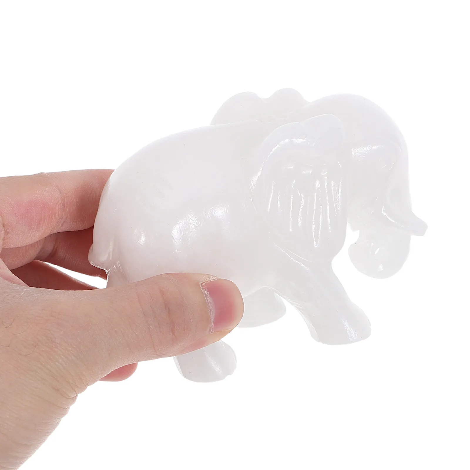 Jadeite Elephant Statue Handmade Stone Sculpture Feng Shui Positive Energy Home Bedroom Study Room Decor