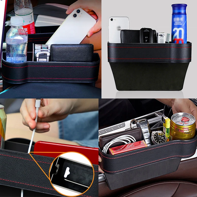 Couro Car Cup Holder Seat Organizer Holder Multifuncional Auto Seat Gap Caixa De Armazenamento Abs Seam Pockets Tronco Organizador