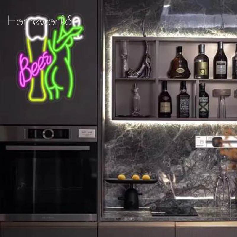Beer Women's Body Neon Light sign  LED Wine Glass Light Advertising USB Powered for Bar Club Night Club Store Party Decor