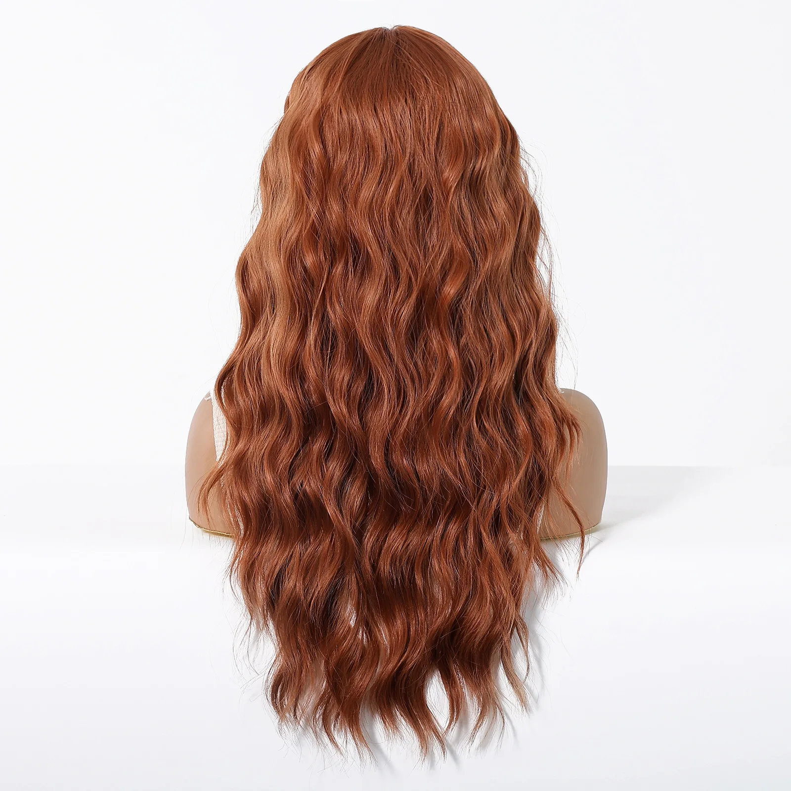 European and American wig female orange long curly hair big waves Qi bangs simulation breathable full headgear type - Image 4