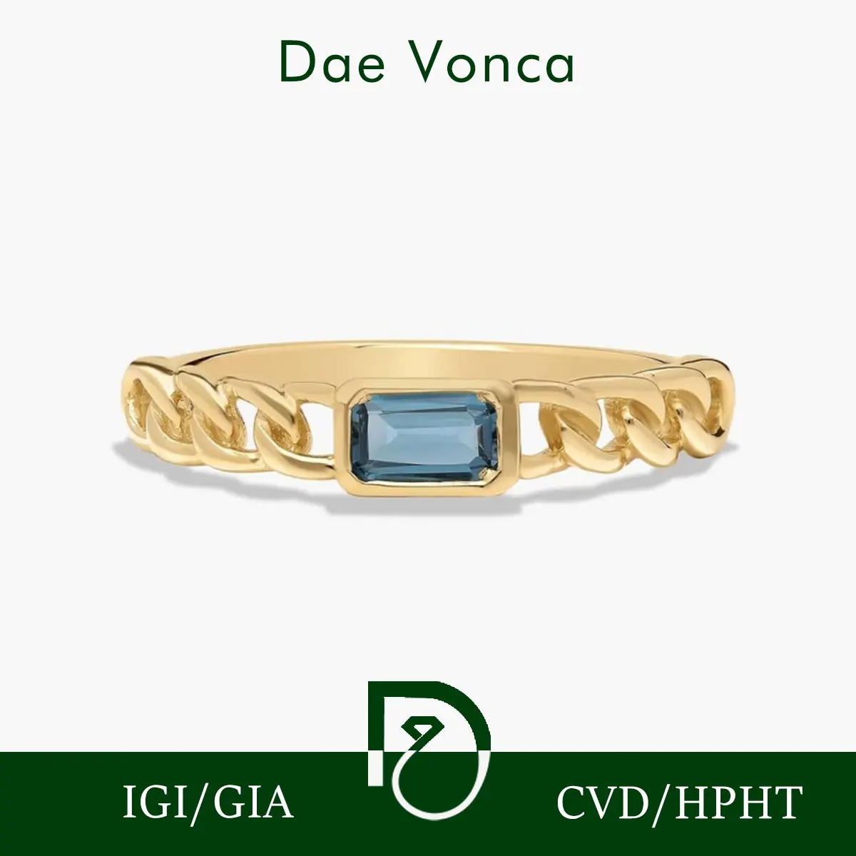 

Кольцо-пасьянс из желтого золота 14 карат с синим топазом, изумрудная огранка, выращенное в лаборатории кольцо с топазом, цепочка с драгоценным камнем, кольцо для подарка на годовщину