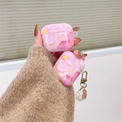 Cute Pale pink flowers Earphone Case For Apple Airpods 4 3 Pro 2 Cover Charm Silicone Headphone Charging Cases For Airpod 3 Fun